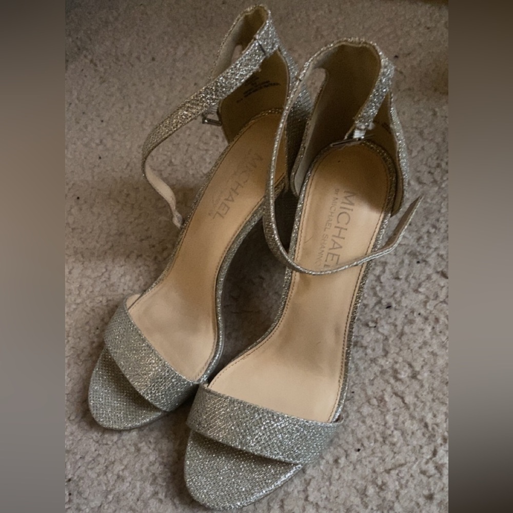 michael shannon silver high heels women’s size 8.5